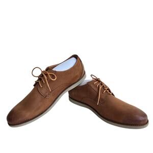 Nubuck Oxfords Clarks Roharto Size 10 Men's Brown Leather Business Casual Shoes